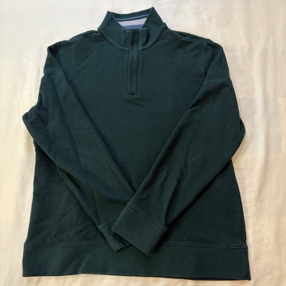 UNTUCKit Mens‎ Large Quarter Zip Pullover Sweater Green Casual Comfy